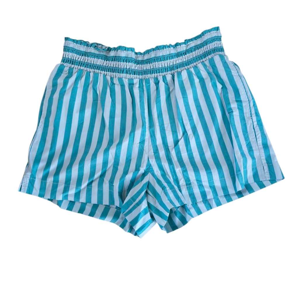 A New Day Woman's Pull-on Striped Shorts Teal Medium